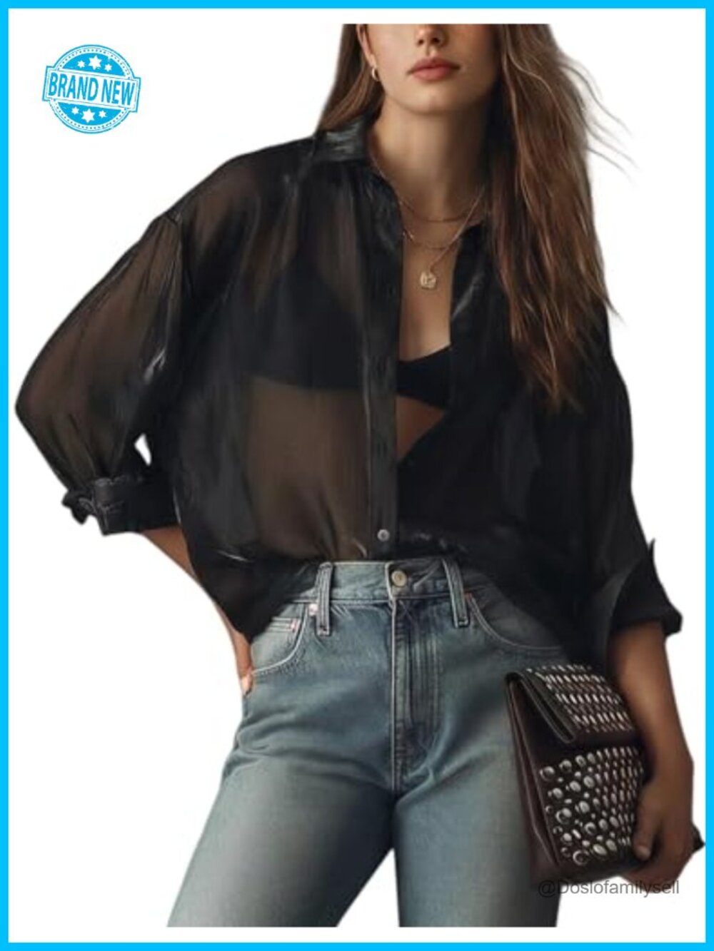 Sheer Mesh Button Down Shirt See Through Long Sleeve Blouse